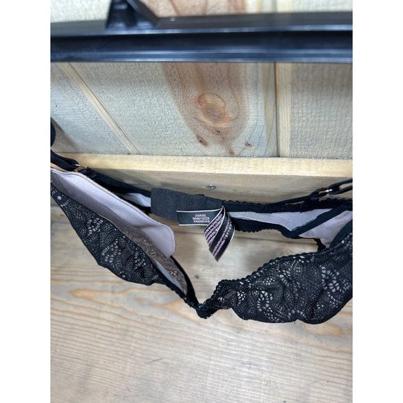 32DDD Victorias Secret Very Sexy Unlined Plunge Bra Black Nude Lace - Picture 3 of 6